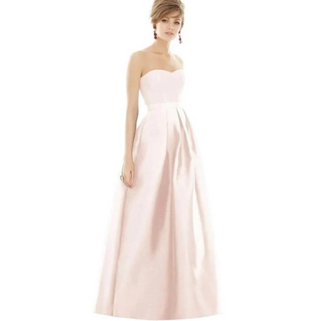 Nwt Alfred Sung Strapless Pleated Maxi Dress